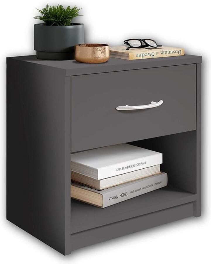 Goodivery Nachtkastje Laden Kast Grafietgrijs 28D x 39W x 41H