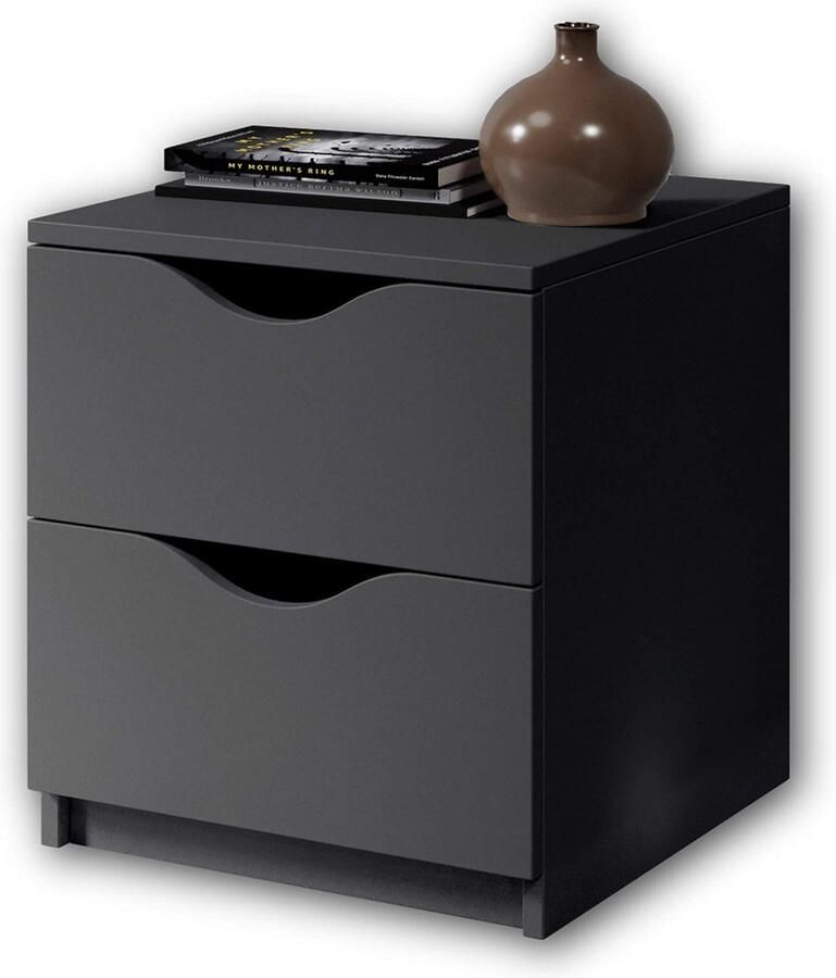 Goodivery Nachtkastje Met Twee Laden In Grafiet Moderne Nachtkast Met Opslagruimte Voor Uw Bed 40 x 45 x 42 cm (B x H x D)