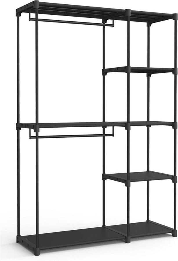 Goodivery Open Kledingkast Open Vrijstaande Kledingkast Staande Kast Kledingrek met Kledingstangen Kapstok Kleedkamer Slaapkamer 43 x 124 x 182cm