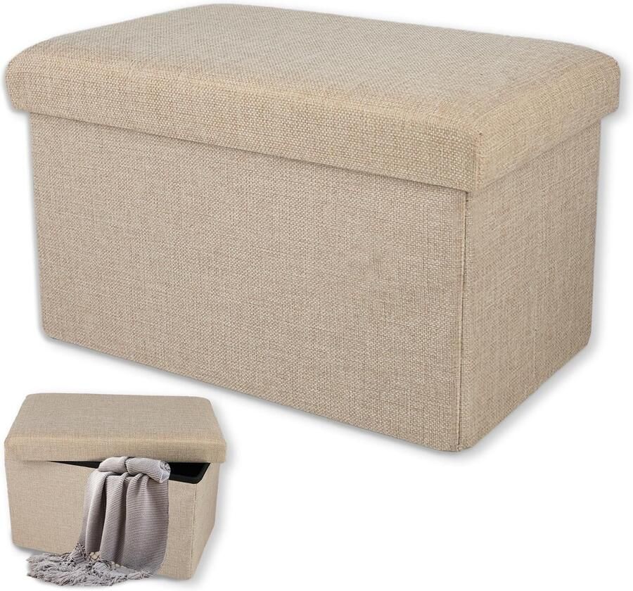 Goodivery Opvouwbare gestoffeerde kruk met opbergruimte voor elke kamer in huis