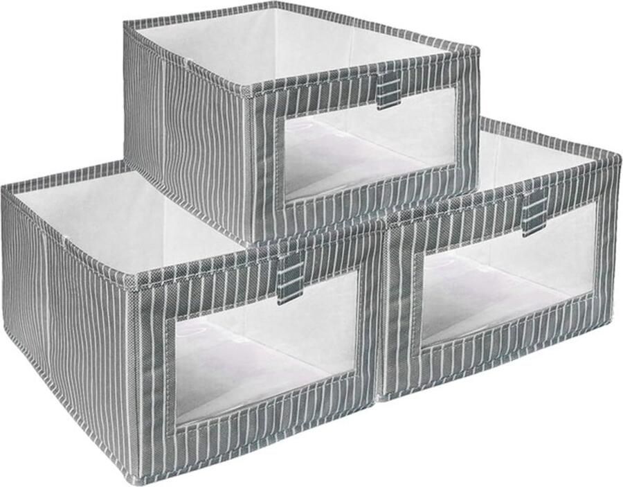 Goodivery Opvouwbare Opbergdozen Set van 3 met Transparant Venster voor Opslagbehoeften