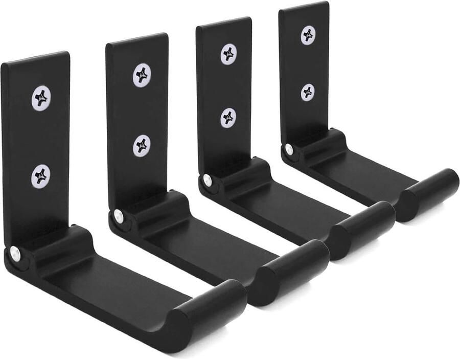 Goodivery Opvouwbare wandhaken onzichtbare inklapbare wandhouder 4 stuks aluminium wandhouderhaken kapstok kledinghaken hoofdtelefoonhouder ideaal voor keuken kamer enz. zwart