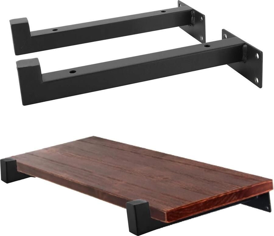 Plankbeugels 2 stuks metalen planksteun zware beugels zwarte muurbeugels plankbeugel voor zitbank maximale belasting 30 kg (30 cm)