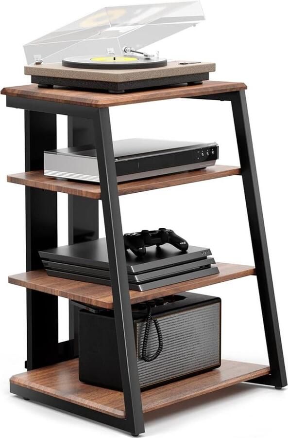 Goodivery Platen meubel Platenkast voor lp Audio meubel Platenmeubel LP opslag Platenspeler kast Platenspeler meubel Vynyl kast 61x52x78cm Walnootbruin