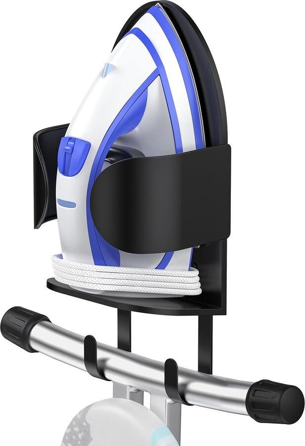 Goodivery Praktische Wandhouder voor Strijkplank en Strijkijzer in de Wasruimte Zwart