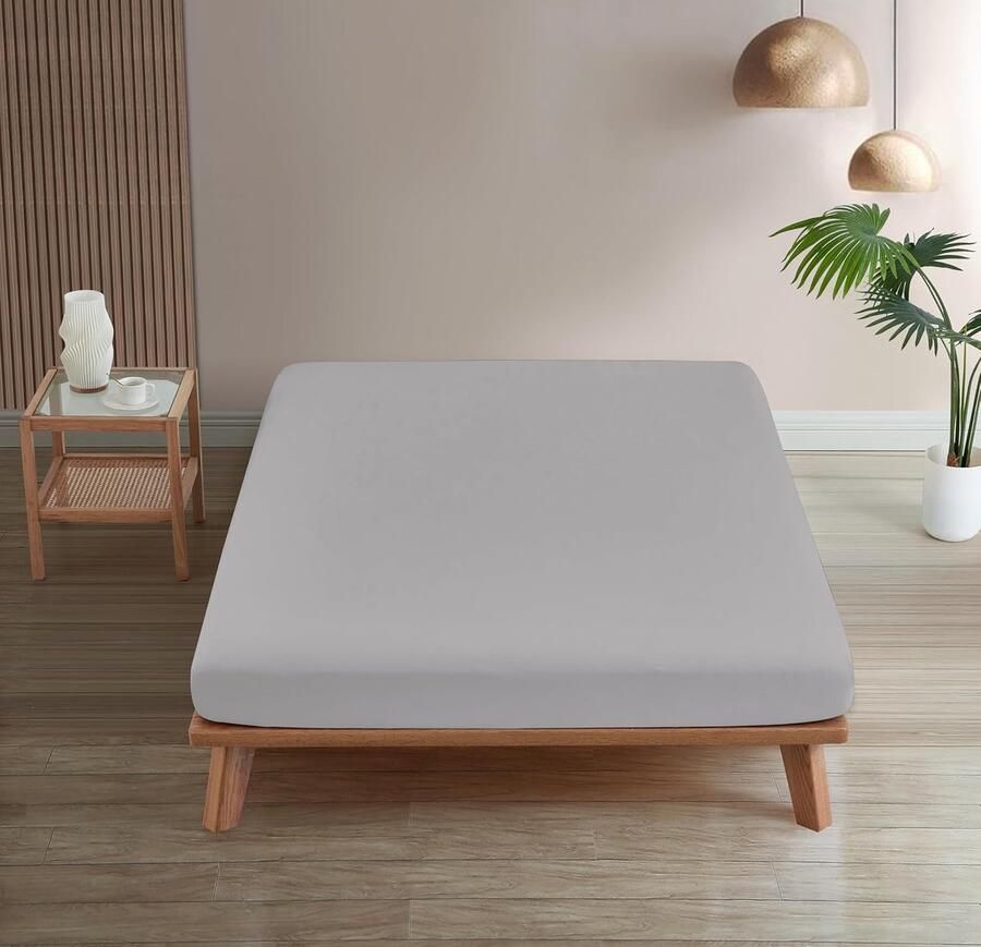 Goodivery Premium hoeslaken 100% katoenen hoeslaken 30 cm basis Oeko-Tex laken met sterke elastische band geschikt voor alle matrassen (90 x 200 + 30 cm grijs)