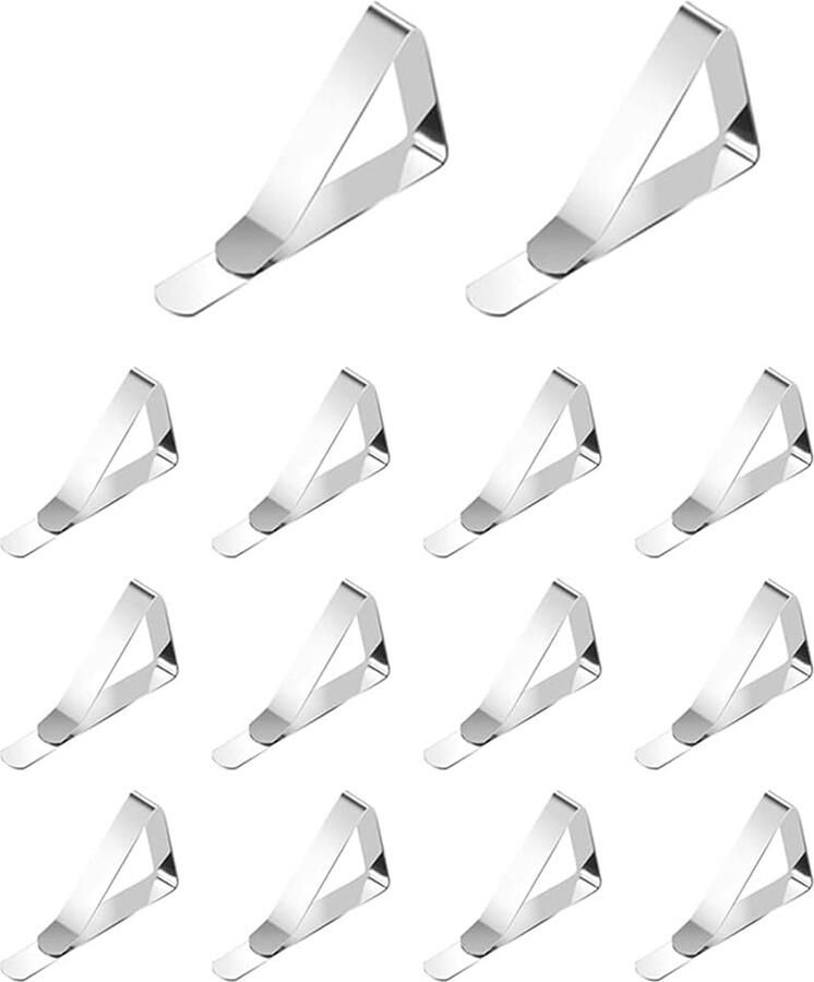 Goodivery Roestvrijstalen Tafelkleedhouders Set van 14 Clips voor Buiten en Feesten