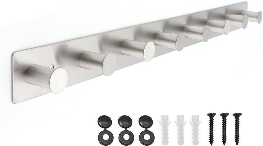 Goodivery Roestvrijstalen Wandkapstok Met 8 Haken Voor Toepassingen Inclusief Schroeven