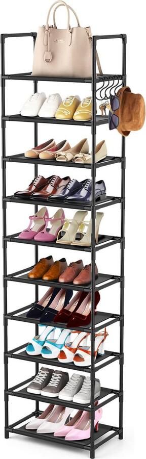 Goodivery Ruim Schoenenrek met 10 Niveaus voor 20-25 Paar Schoenen in Strak en Hoog Ontwerp