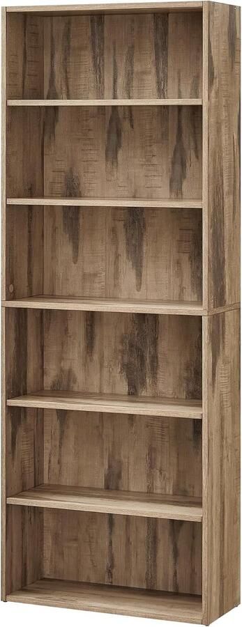 Goodivery Ruime en Aanpasbare Boekenkast met Zes Niveaus voor Woonkamer Kantoor of Slaapkamer