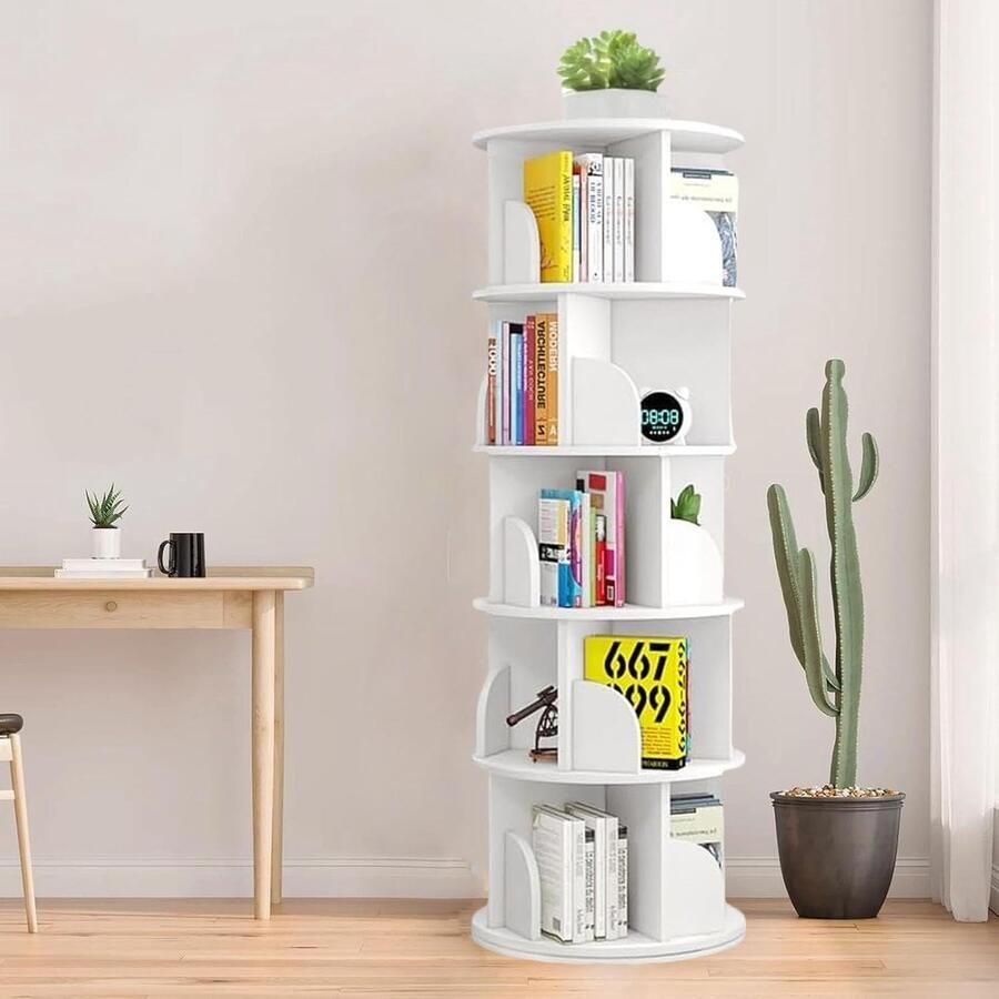 Goodivery Ruime en Draaibare Vijflaagse Boekenkast voor Optimale Opbergruimte