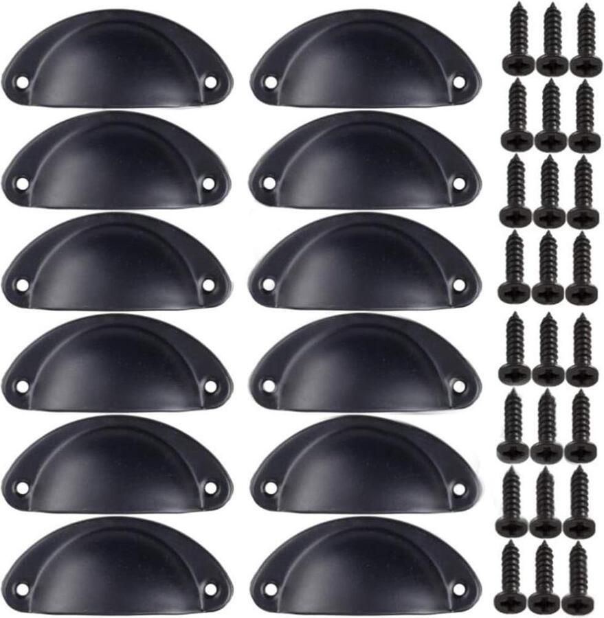 Goodivery Schelpgreep schuifladen handgrepen antieke deur schaal vintage schelpgreep meubelgreep voor lade antieke ladegreep met schroeven voor keuken kast laden meubelknoppen set (12 stuks) (B)