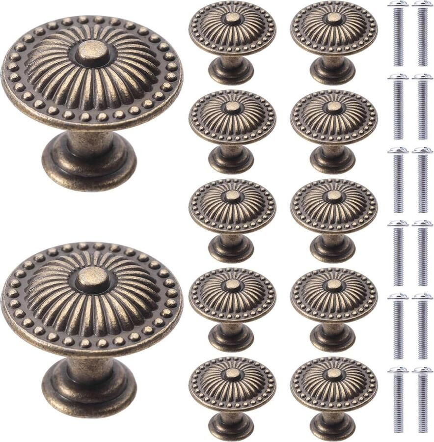 Goodivery Set van 12 Vintage Lade Knoppen en Deurhendels voor Keukenkastjes en Meubels