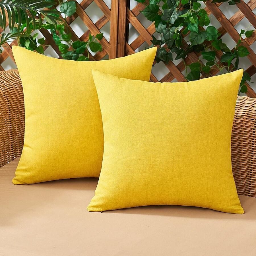 Goodivery Set van 2 Buitenkussenhoezen Waterdichte Kussenhoes Decoratieve Hoes Bankkussen Modern Bankkussen voor Buiten Bank Balkon Terras Tuin 40 x 40 cm Geel