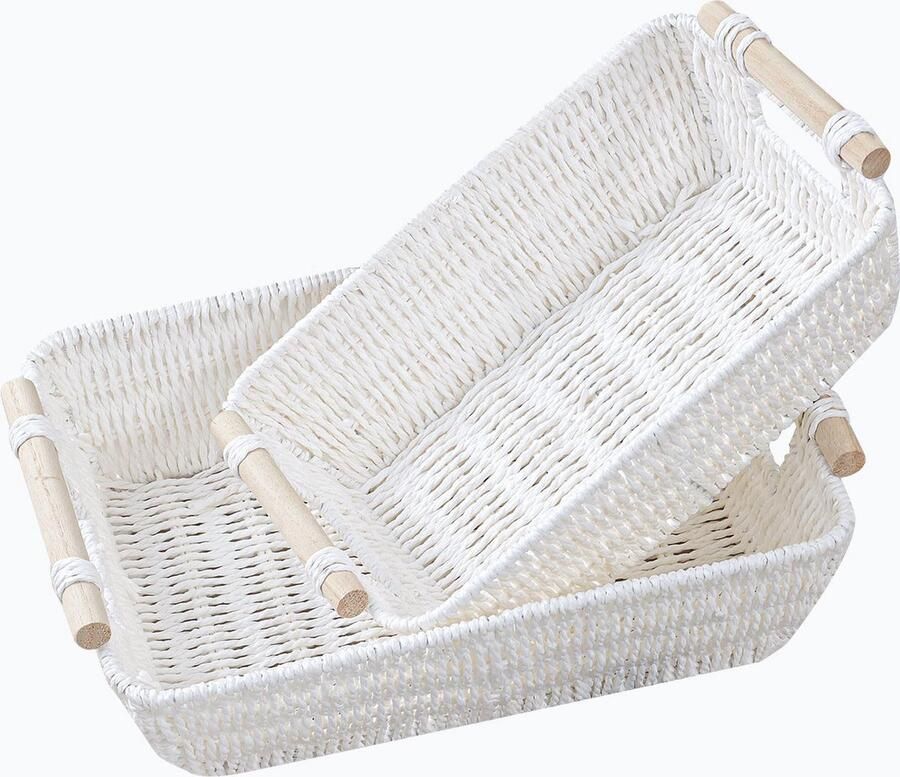 Goodivery Set van 2 Decoratieve Geweven Opbergmanden met Handvatten voor Gebruiken
