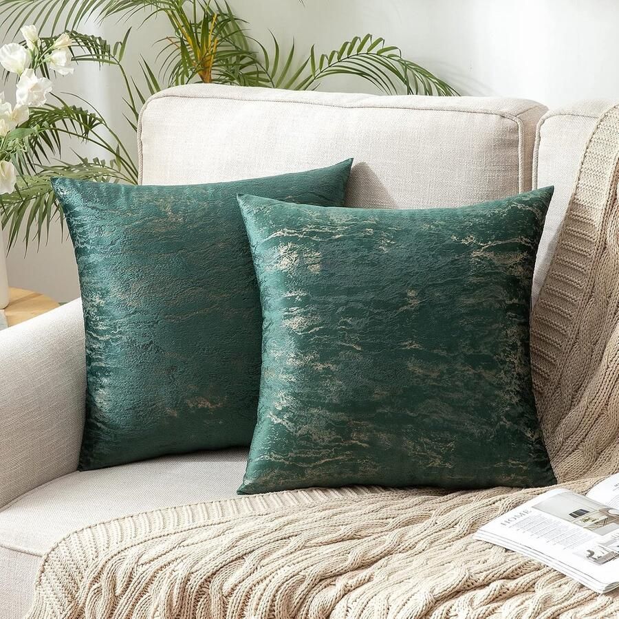 Goodivery Set van 2 Fluwelen Kussenhoezen Moderne Decoratieve Kussenhoezen Zachte Kussenhoezen voor Bank en Bed