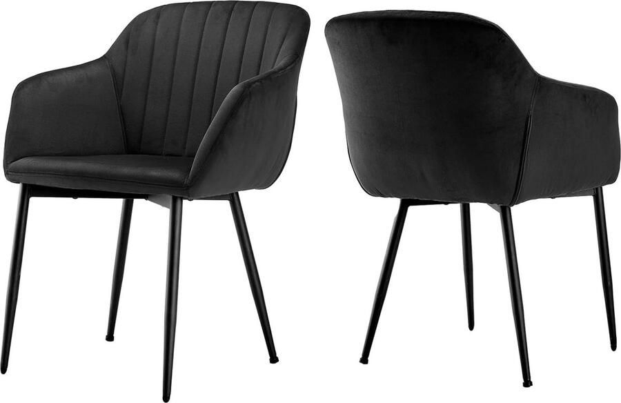 Goodivery Set van 2 Luxe Eetkamerstoelen met Fluwelen Bekleding en Metalen Poten