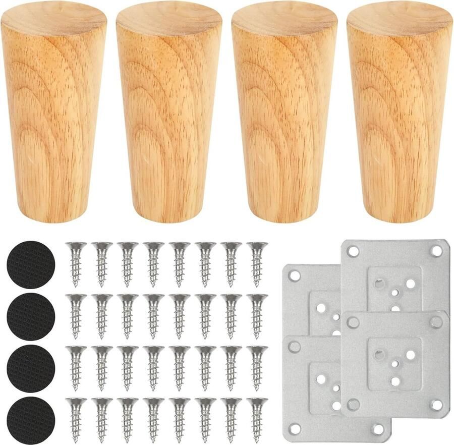Goodivery Set van 4 Houten Meubelpoten van 15 cm voor Toepassingen