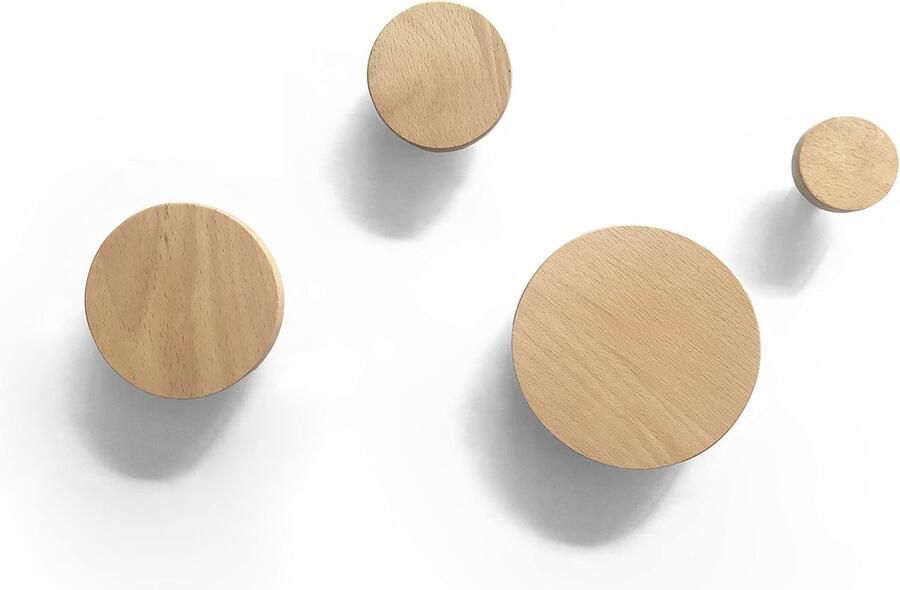 Goodivery Set van 4 Moderne Houten Wandhaken voor Stijlvolle Wanddecoratie