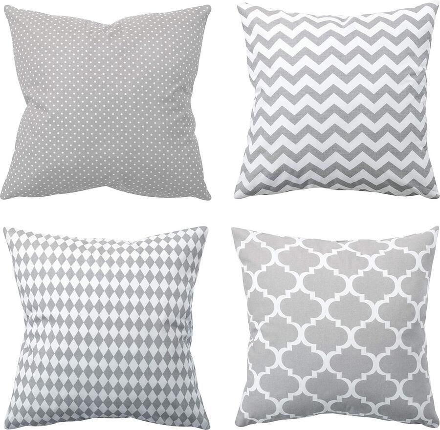 Goodivery Set van 4 sierkussens 40 x 40 cm met vulling en kussens met overtrek decoratieve balkon decoratie bank woonkamer kussen deco 40 x 16 inch