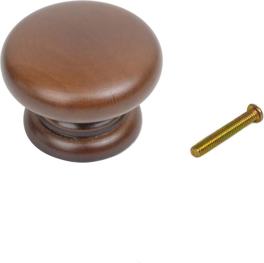 Goodivery Set van 5 Ronde Houten Handgrepen met Walnoten Afwerking voor Meubelstukken