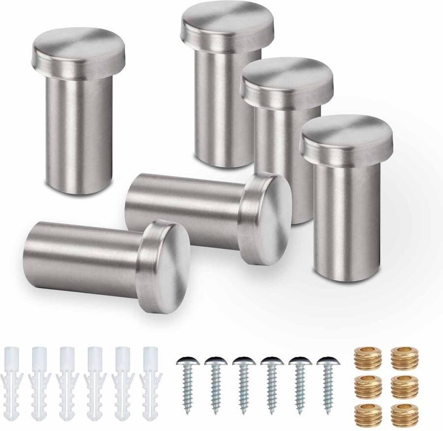 Goodivery Set van 6 Elegante Roestvrijstalen Wandhaken voor Gebruiksdoeleinden