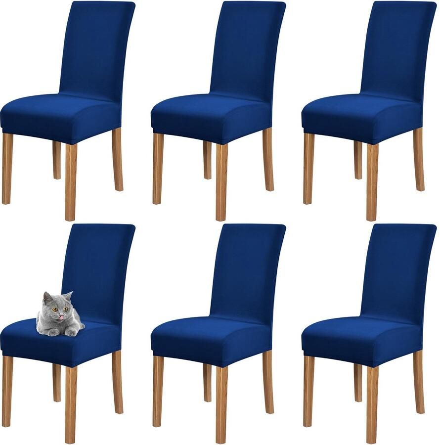Goodivery Set van 6 Elegante Stoelhoezen voor Eetkamerstoelen Stretchbare en Wasbare Stoelbeschermers