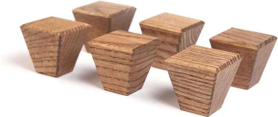 Goodivery Set van 6 Houten Meubelknoppen Diamantvormig 2.7 x 2.7 cm Handgrepen voor Kasten en Lades