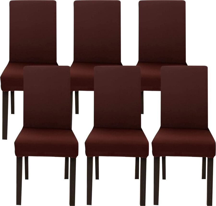 Goodivery Set van 6 Luxe Stretch Stoelhoezen voor Zitmeubelen in Koffiekleur