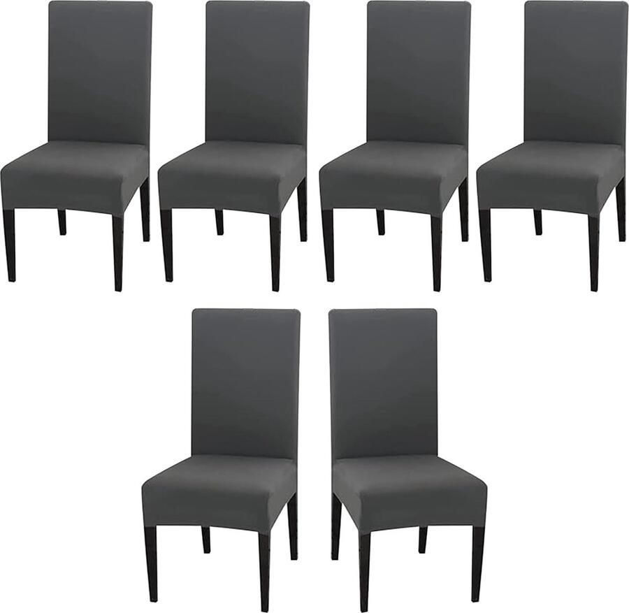 Goodivery Set van 6 Stijlvolle Grijze Stretch Stoelhoezen voor Toepassingen