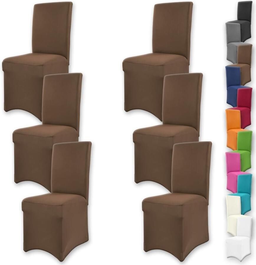 Goodivery Set van 6 Stretch Stoelhoezen voor Ronde en Vierkante Rugleuningen met Ideale Pasvorm