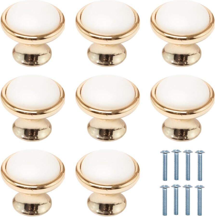 Goodivery Set van 8 Stuks Luxe Gouden Ronde Meubelknoppen voor Toepassingen