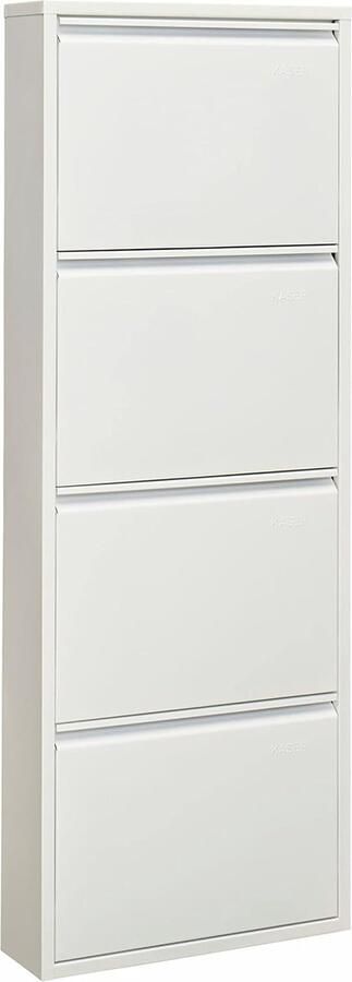 Goodivery Slanke en Hoge Schoenkast met Magnetische Deur 4 Kleppen Wit