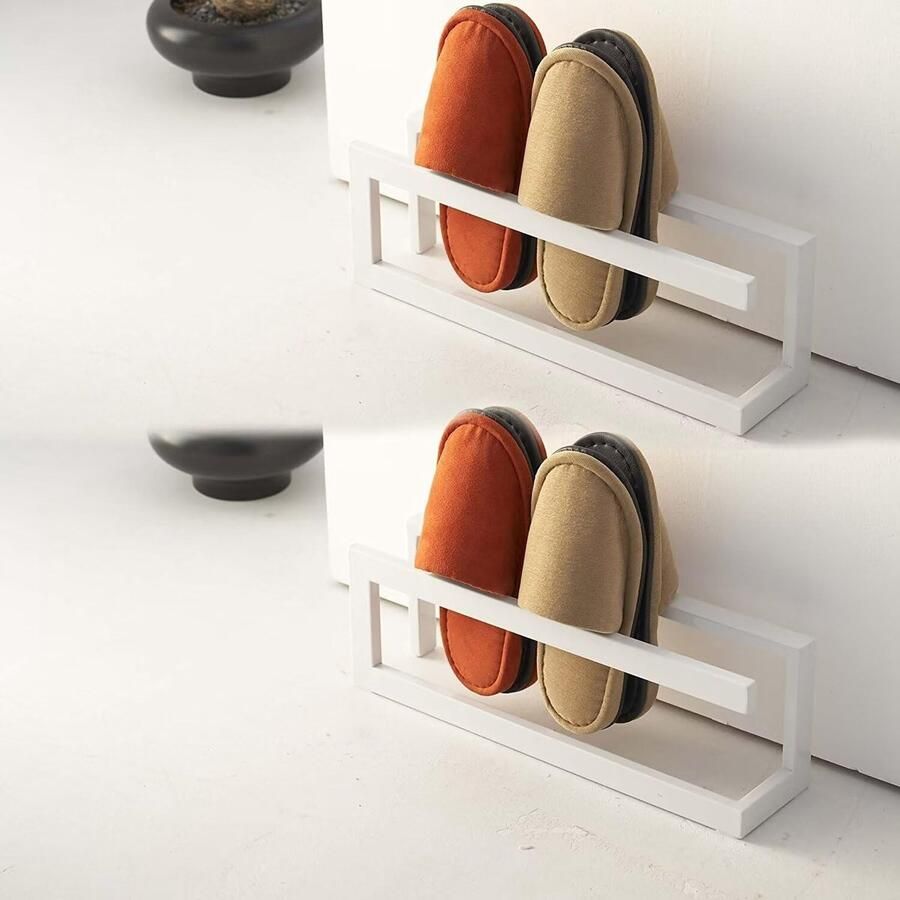 Goodivery Smal en Robuust Schoenenrek voor Kleine Ruimtes Set van 2 Wit Metaal