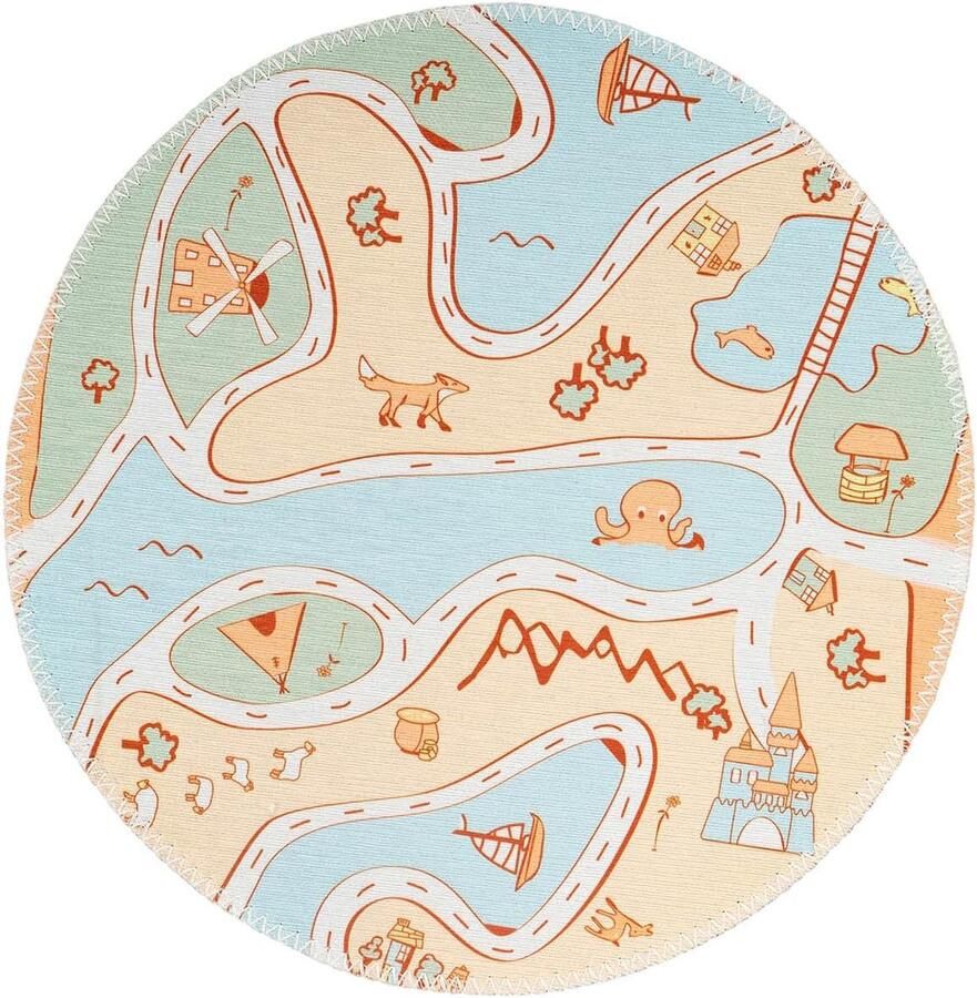 Goodivery Speelse Kindermat in Zachte Pasteltinten voor Kinderkamer – Rond en Rechthoekig Beschikbaar