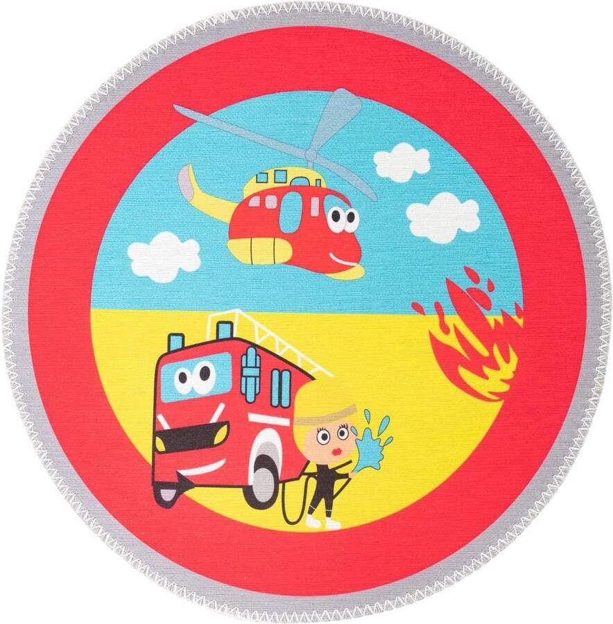 Goodivery Speelse Kindertapijt met Brandweerthema en Educatieve Springpatronen voor Jongens
