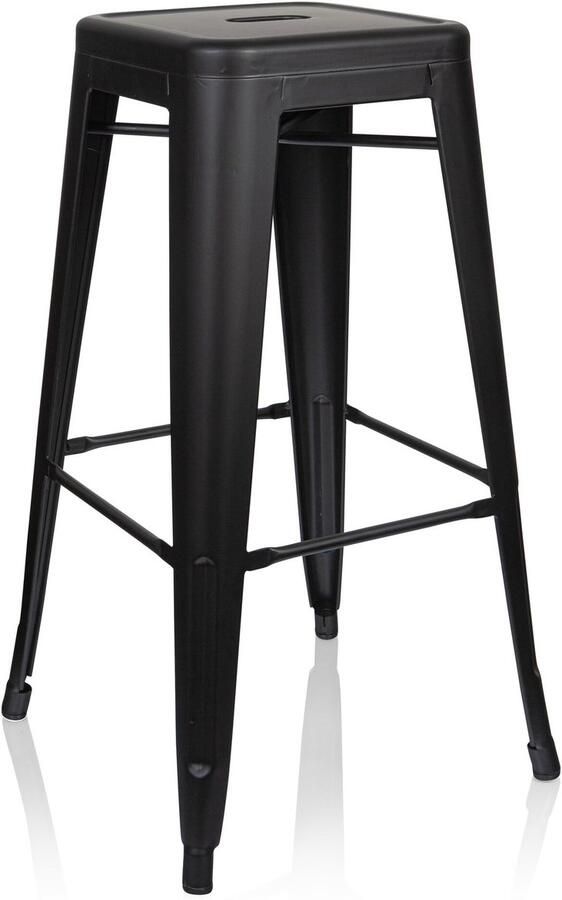 Goodivery Stapelbare zwarte metalen barkruk met industrieel retro design voor binnengebruik