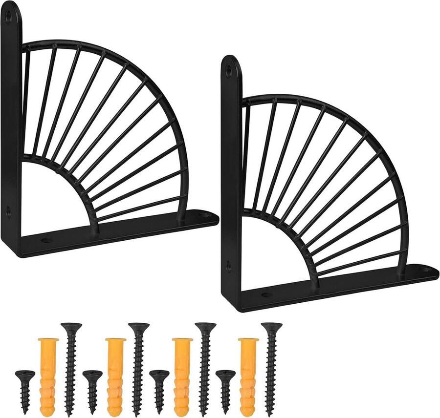 Goodivery Stevige en Decoratieve Wandplank Beugels voor Toepassingen Zwart