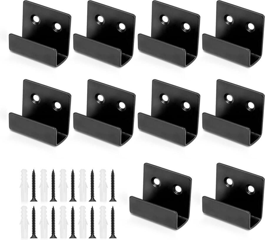 Goodivery Stevige Metalen Wandhaken voor Keramische Tegels Set van 10 Zwart