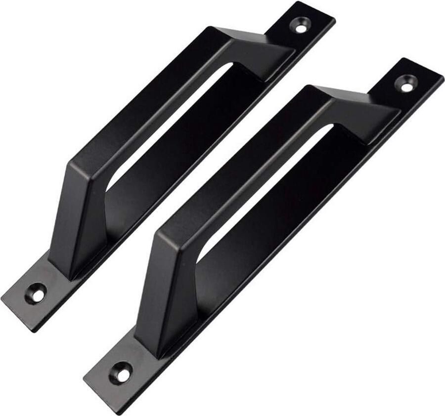 Goodivery Stevige Zwarte D-vormige Deurkruk voor Houten Tuin- en Schuifdeuren Dubbelzijdig 200mm Set van 2