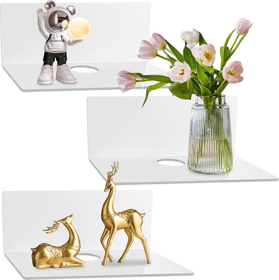 Goodivery Stijlvol en Praktisch Witte Wandplank Set voor Ruimtes