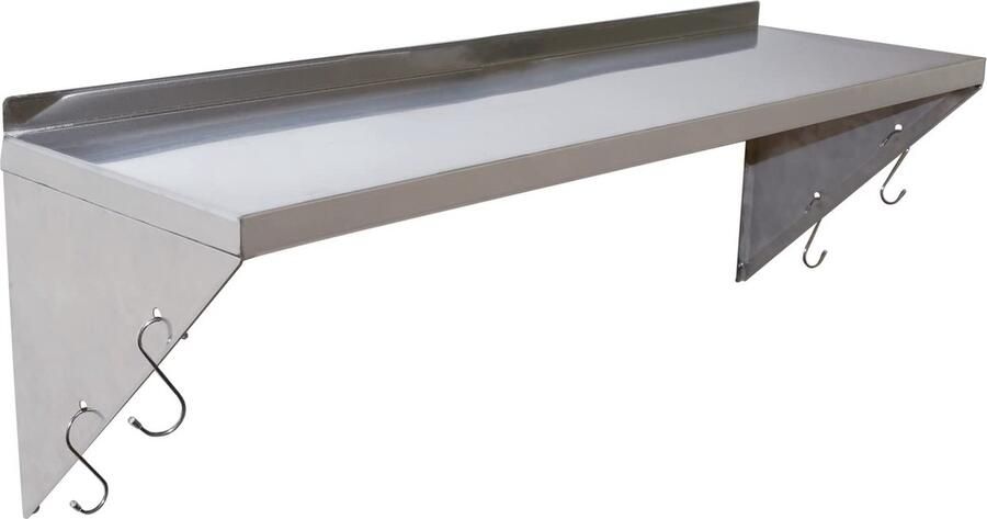 Goodivery Stijlvol Wandrek van Roestvrij Staal met 5 Haken voor Keuken en Restaurant