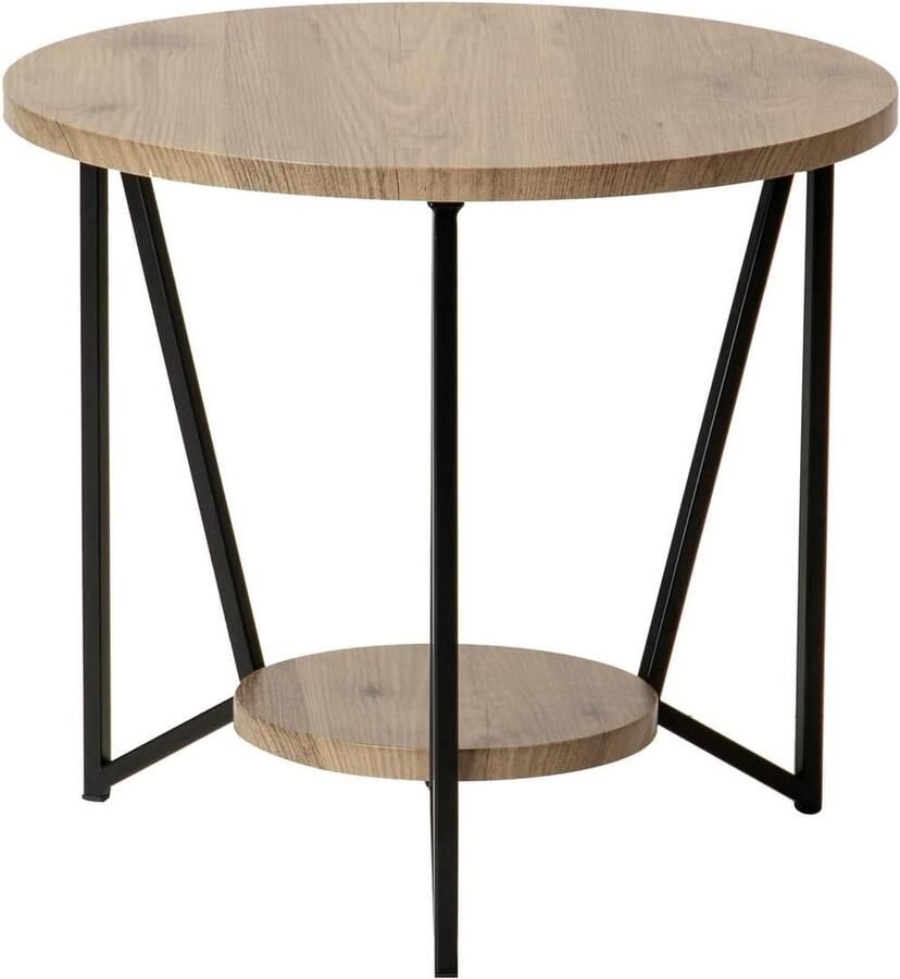 Goodivery Stijlvolle Bijzettafel met Houten Details en Metalen Accenten in Zwart Bruin