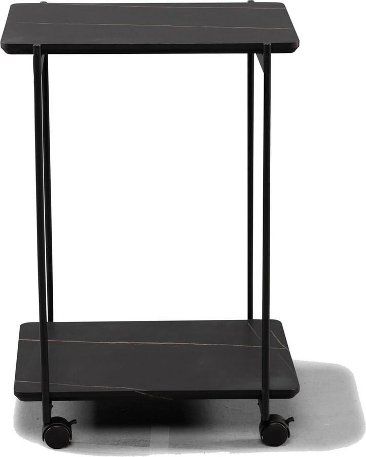 Goodivery Stijlvolle Bijzettafel met Marmerlook en Zwitserse Rand voor Luxe Interieur