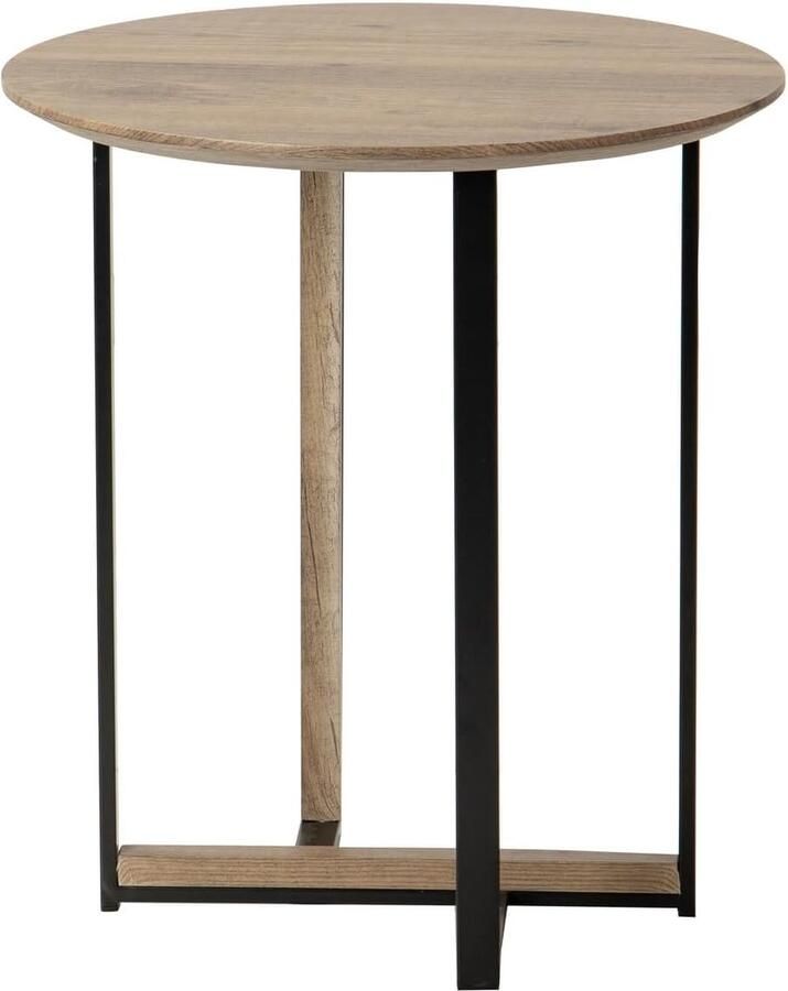 Goodivery Stijlvolle Bijzettafel van Hout en Metaal met Modern Design en Vinyl Afwerking 45 x 45 x 50 cm