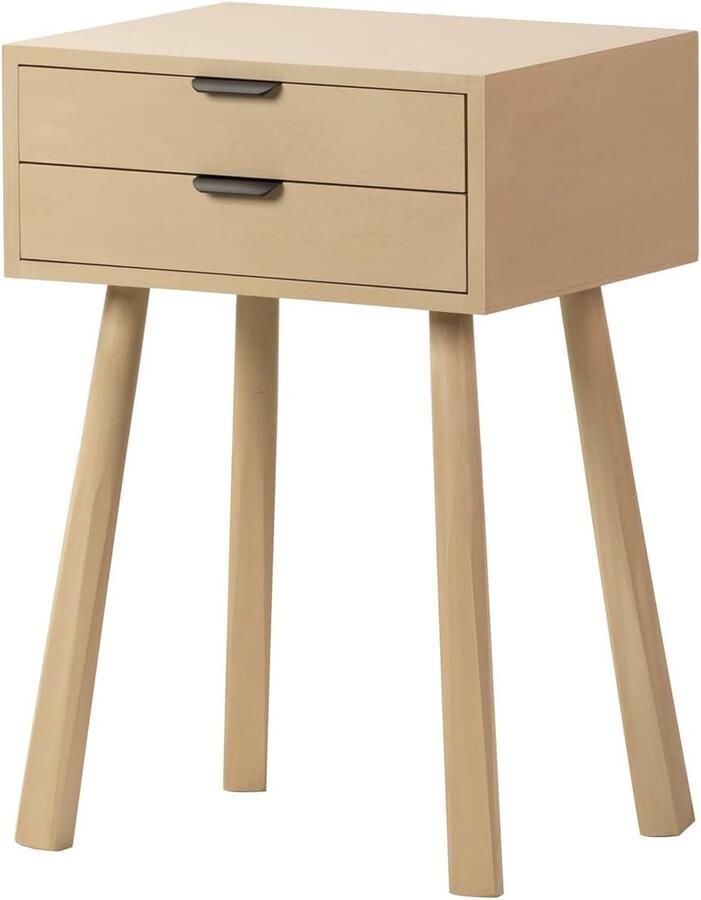 Goodivery Stijlvolle Bijzettafel van Hout en Multiplex in Bruin en Zwart met Twee Lades