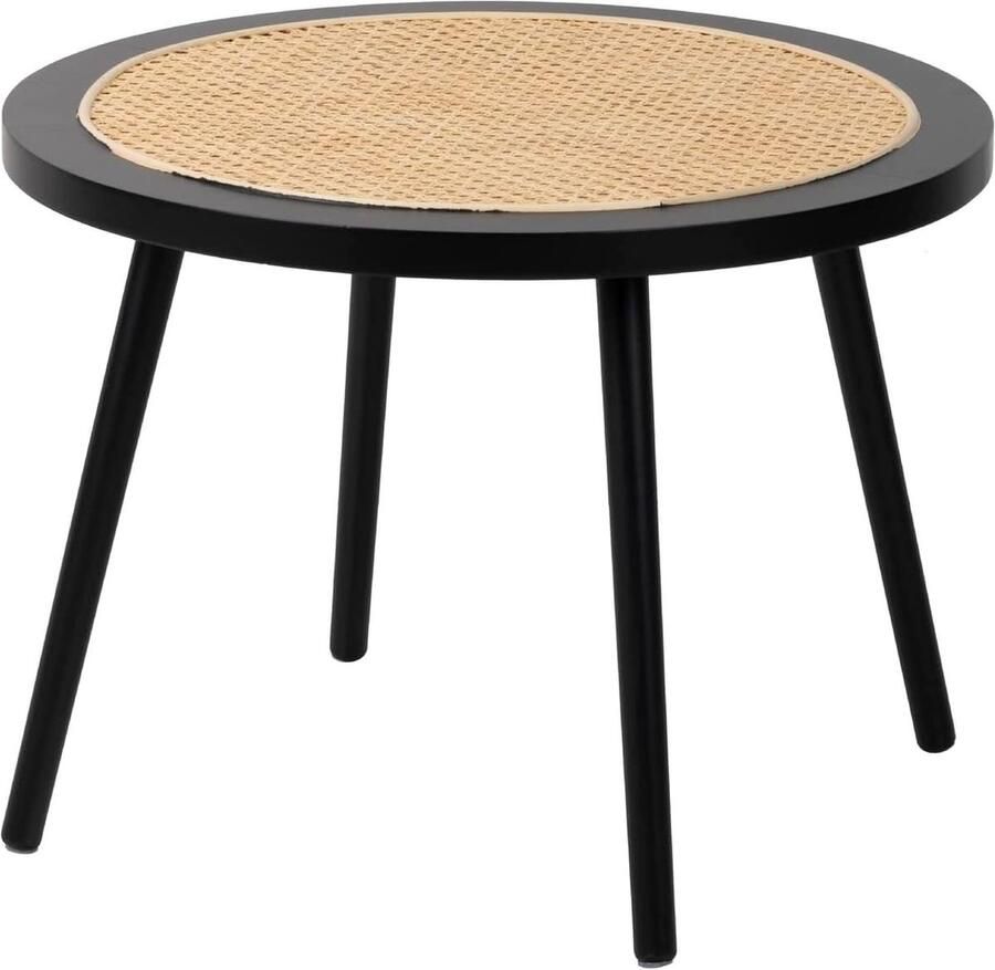 Goodivery Stijlvolle Bijzettafel van Hout met Zwart en Natuurlijke Kleuraccenten 60 x 60 x 45 cm