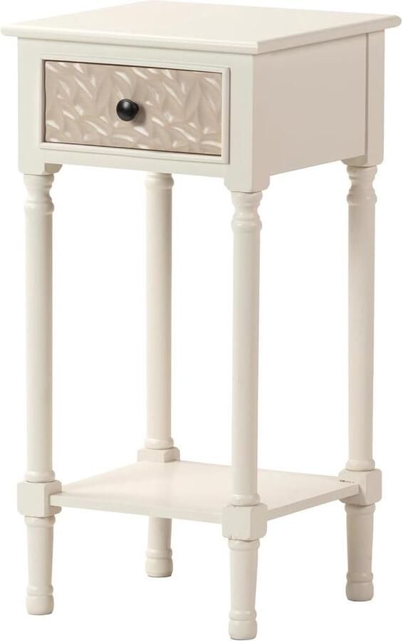 Goodivery Stijlvolle Bijzettafel van MDF en Dennenhout in Wit en Bruin voor Interieurs