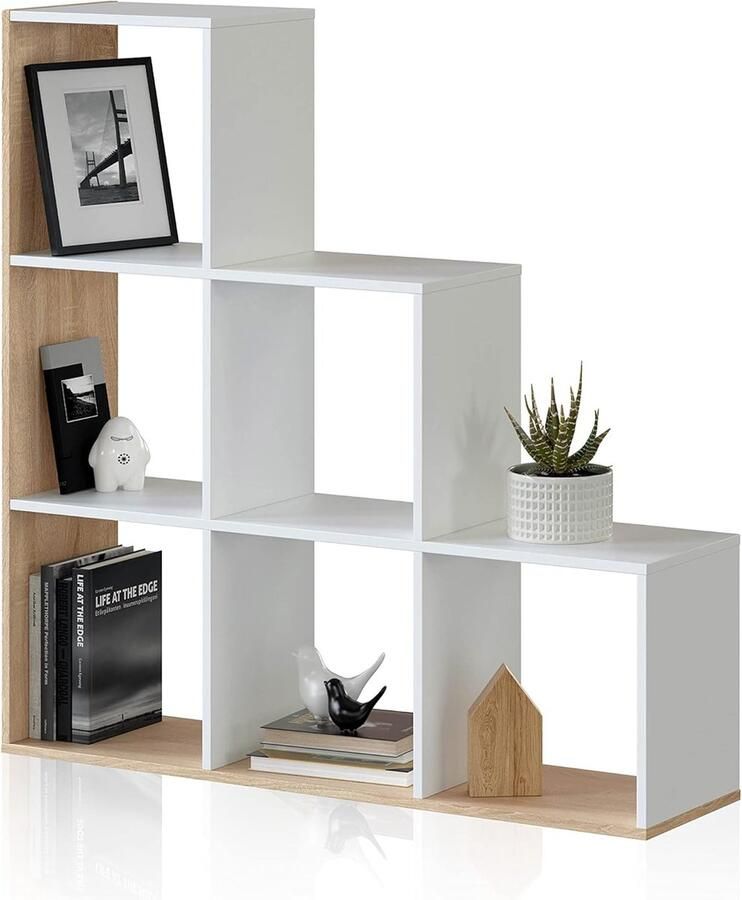 Goodivery Stijlvolle Boekenkast Met Zes Vakken Moderne Kleurencombinatie voor Elk Interieur