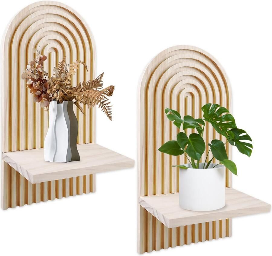 Goodivery Stijlvolle Boheemse Houten Wandplanken Set voor Unieke Interieurdecoratie